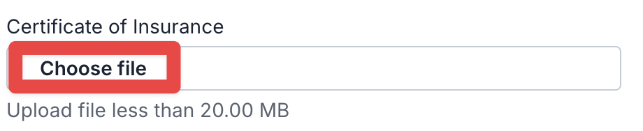 Choose File upload button